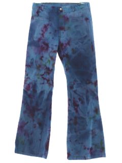 1970's Unisex Tie Dye Navy Issue Bellbottom Jeans Pants