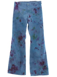 1970's Unisex Tie Dye Navy Issue Bellbottom Jeans Pants