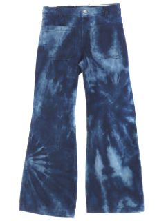 1970's Unisex Tie Dye Navy Issue Bellbottom Jeans Pants