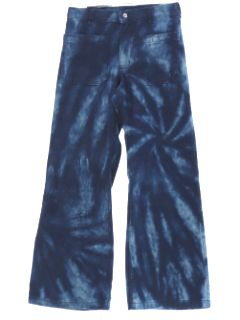 1970's Unisex Tie Dye Navy Issue Bellbottom Jeans Pants