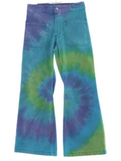 1970's Unisex Tie Dye Navy Issue Bellbottom Jeans Pants