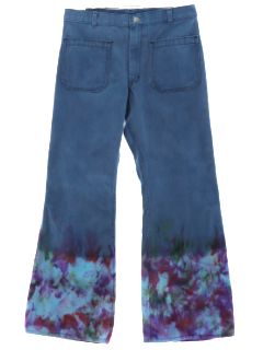 1970's Unisex Tie Dye Navy Issue Bellbottom Jeans Pants