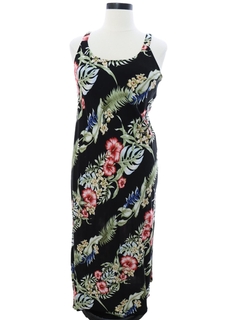 1990's Womens Rayon Hawaiian Maxi Dress