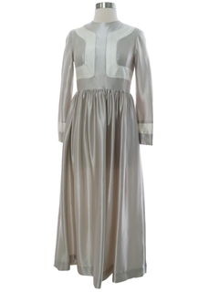 1970's Womens Mod Heavy Rayon Satin Maxi Cocktail Dress