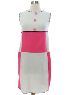 1970's Womens Mod Color Block A-Line Mini Dress