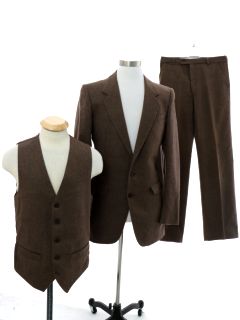 1970's Mens Oggi Domani Three Piece Wool Blend Suit