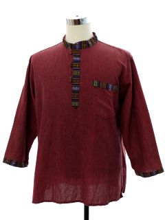 1970's Mens Nepalese Kurta Style Tunic Shirt