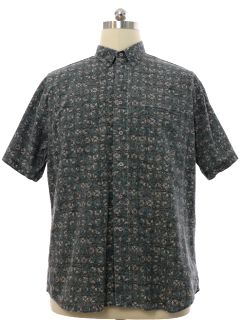 1990's Mens Cotton Graphic Print Sport Shirt