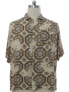 1990's Mens Caribbean Joe Rayon Graphic Print Sport Shirt
