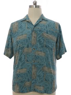 1990's Mens Rayon Graphic Print Sport Shirt