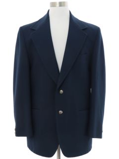 1970's Mens Dark Blue Disco Blazer Sport Coat Jacket
