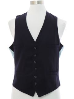 1980's Mens Midnight Blue Wool Flannel Suit Vest