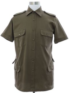 1960's Mens Mod Safari Style Work Shirt