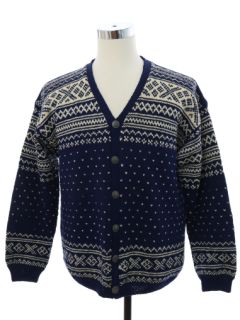 1960's Mens Norwegian Nordic Style Cardigan Sweater