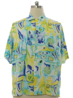 1980's Mens Rayon Graphic Print Sport Shirt