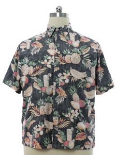 1990's Mens Reverse Print Hawaiian Shirt