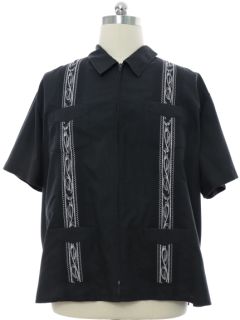 1990's Mens Zip Front Guayabera Shirt