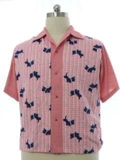 1950's Mens Custom Scottie Dog Print Sport Shirt