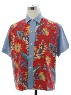 1950's Mens Custom Hawaiian Print Sport Shirt