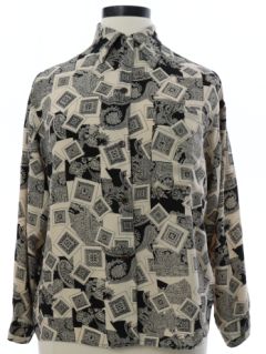 1980's Womens Totally 80s Rayon Graphic Print Shirt