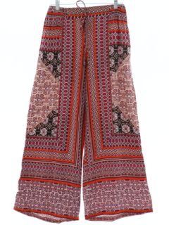 1980's Womens Hippie Style Baggy Print Pants