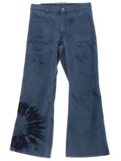 1970's Unisex Tie Dye Navy Issue Bellbottom Jeans Pants