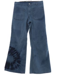 1970's Unisex Tie Dye Navy Issue Bellbottom Jeans Pants