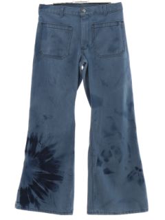 1970's Unisex Tie Dye Navy Issue Bellbottom Jeans Pants