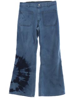 1970's Unisex Tie Dye Navy Issue Bellbottom Jeans Pants