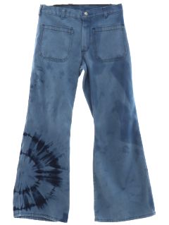 1970's Unisex Tie Dye Navy Issue Bellbottom Jeans Pants