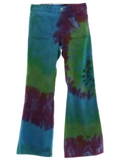 1970's Unisex Tie Dye Navy Issue Bellbottom Jeans Pants