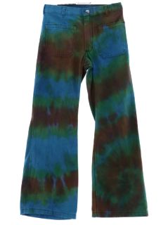 1970's Unisex Tie Dye Navy Issue Bellbottom Jeans Pants