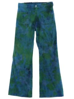 1970's Unisex Tie Dye Navy Issue Bellbottom Jeans Pants