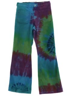 1970's Unisex Tie Dye Navy Issue Bellbottom Jeans Pants