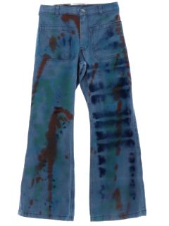 1970's Unisex Tie Dye Navy Issue Bellbottom Jeans Pants