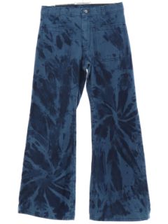 1970's Unisex Tie Dye Navy Issue Bellbottom Jeans Pants