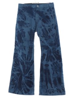 1970's Unisex Tie Dye Navy Issue Bellbottom Jeans Pants