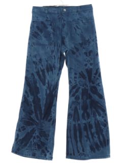 1970's Unisex Tie Dye Navy Issue Bellbottom Jeans Pants