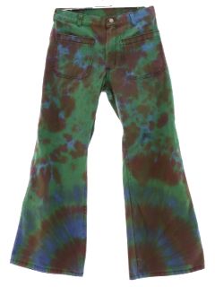 1970's Unisex Tie Dye Navy Issue Bellbottom Jeans Pants