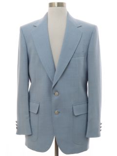 1970's Mens Baby Blue Disco Blazer Sport Coat Jacket