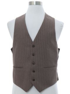 1980's Mens Brown Pinstriped Suit Vest