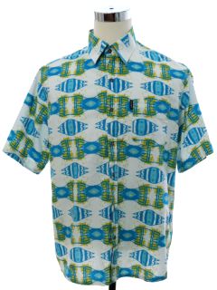 1990's Mens Graphic Print Sport Shirt