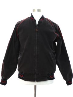 1980's Mens Walls Charcoal Black Baseball Style Cotton Jacket