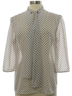 1980's Womens Sheer Polka Dot Secretary Shirt