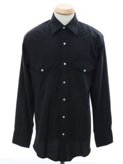 1990's Mens Black Western Shirt