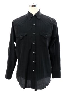 1990's Mens Black Western Shirt