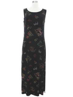 1990's Womens y2k Animal Theme Maxi Shift Dress