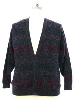 1980's Mens Totally 80s Cosby Style Cardigan Sweater