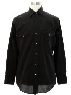 1990's Mens Black Western Shirt