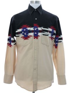 1990's Mens Southwestern Print Western Shirt
